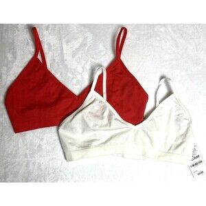 Lot of 2 Jenni Intimates Bralette Light Support Papaya Punch White Size M NWT